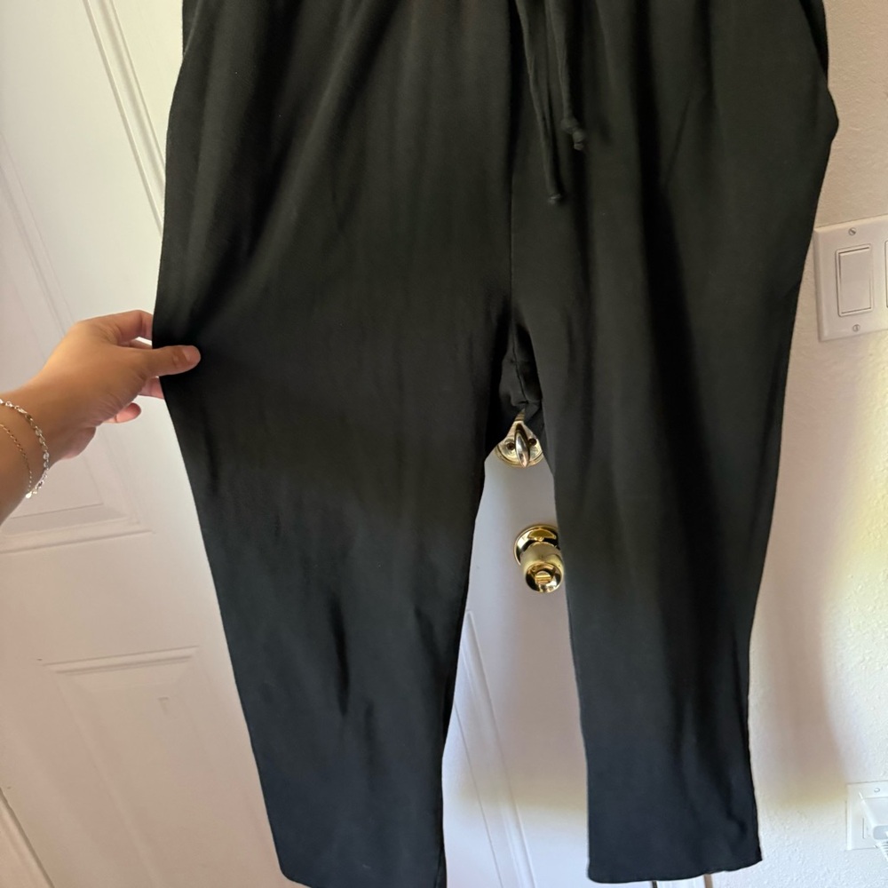 FOXBLOOD black rayon modal knit scoop neck sleeveless jumpsuit - Picture 2 of 8